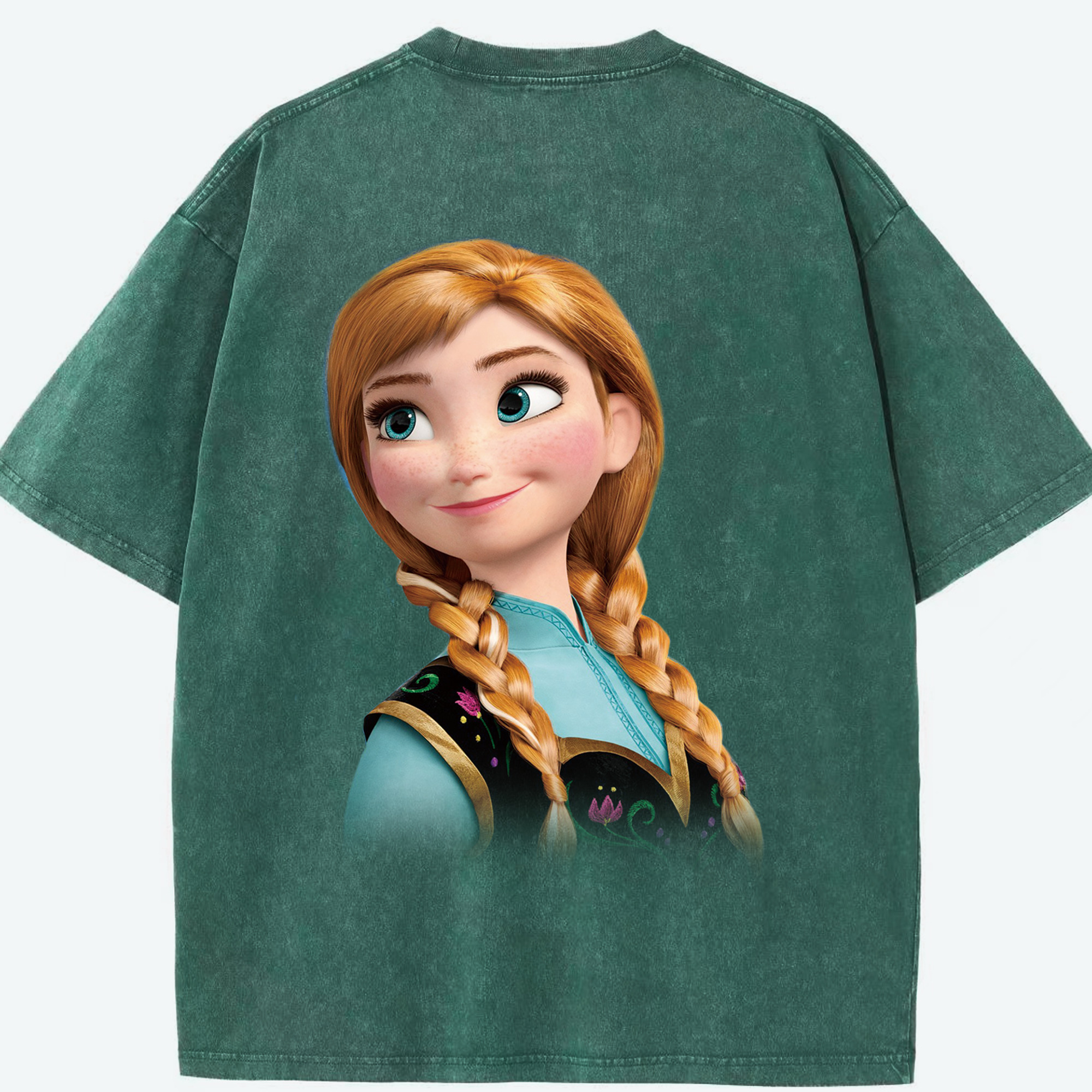（画像用） アナと雪の女王 アンナ エルサ Frozen Anna Elsa 綿100% ヴィンテージ風 半袖Tシャツ（背面プリント）